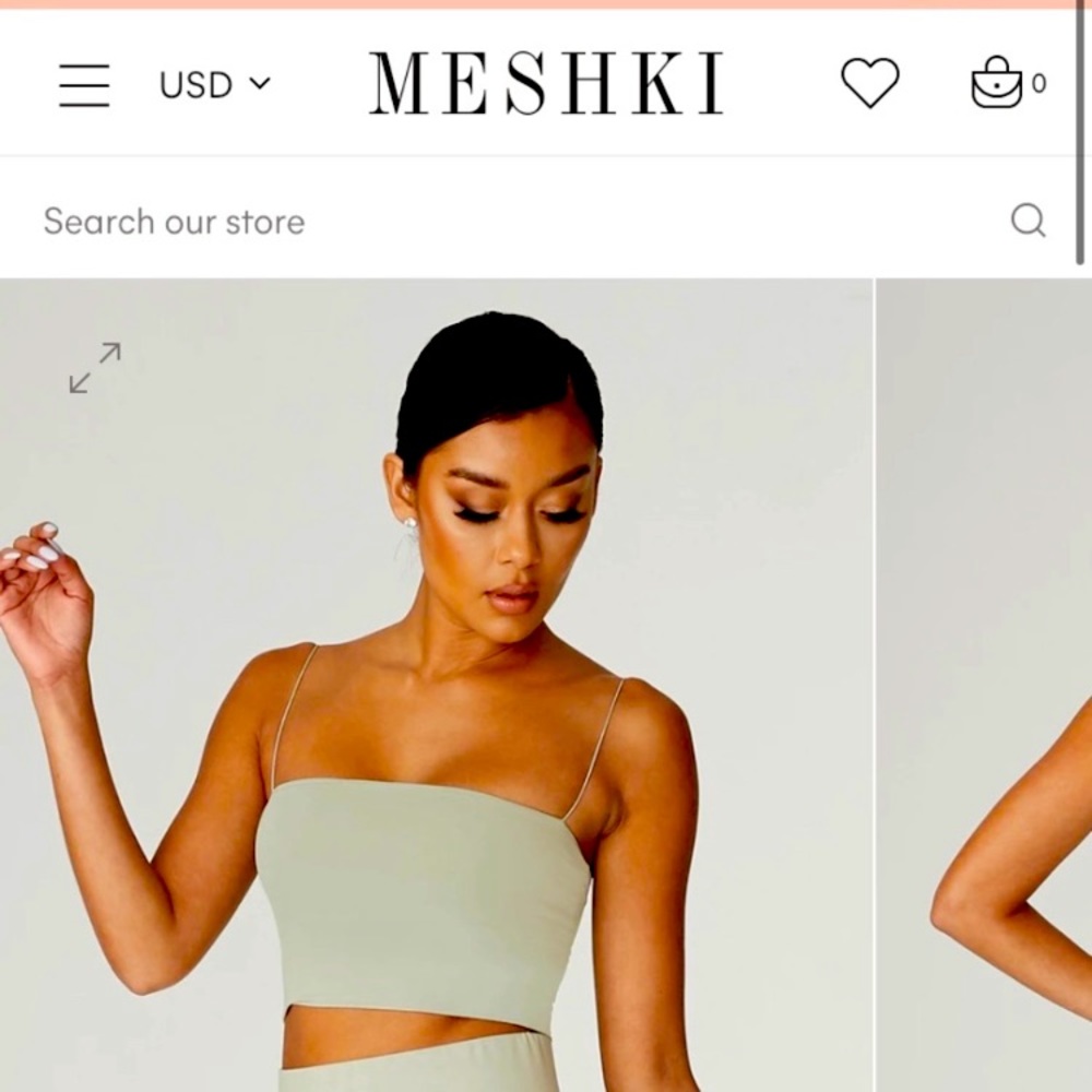 Meshki- Sage YVONNE Thin Strap Crop Top